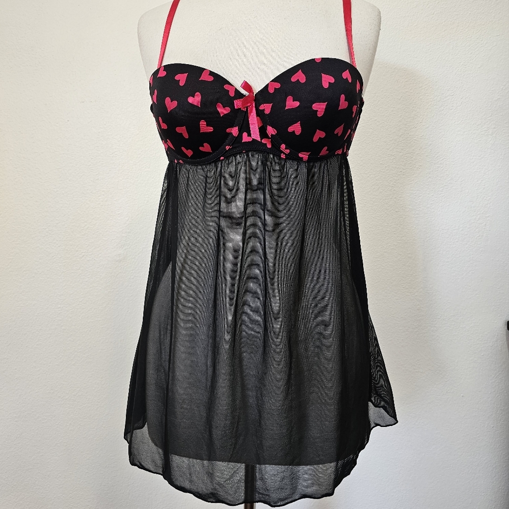 Black and Pink Babydoll Slip